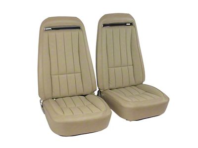 Complete Seats with Mounted Deluxe OE Style Leather-Like Vinyl Seat Upholstery and Shoulder Harness; (1975 Corvette C3)