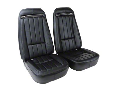 CA Complete Seats with Mounted OE Spec Leather and Vinyl Seat Upholstery and Shoulder Harness (70-71 Corvette C3)