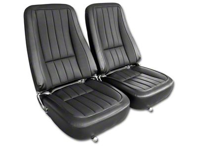 CA Complete Seats with Mounted Reproduction Vinyl Seat Upholstery and Headrest Brackets (Late 1968 Corvette C3)