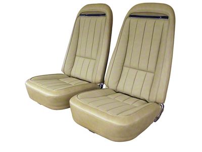 Complete Seats with Mounted Reproduction Vinyl Seat Upholstery and Shoulder Harness (70-74 Corvette C3)