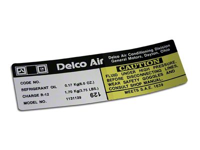 Delco Air Conditioner Compressor Decal (77-78 Corvette C3)