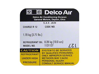Delco Air Conditioner Compressor Decal (1979 Corvette C3)