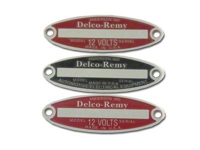 1953-1962 Corvette Delco Tag Set. 3 Piece Unstamped