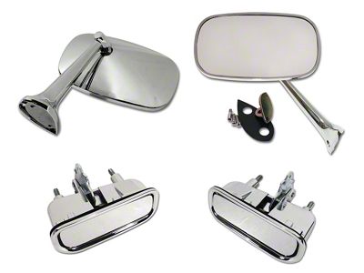 1975-1979 Corvette Door Chrome Kit - Mirrors and Door Handles with Gaskets