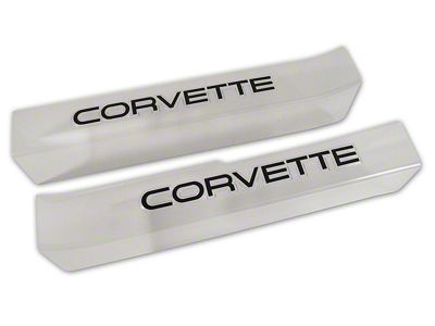 1990-1996 Corvette Door Sill Guards with Corvette Logo - Clear