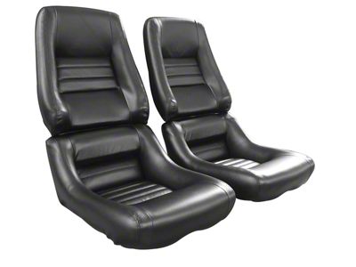 Driver Series Leather/Vinyl Seat Upholstery Kit; 4-Inch Bolster; Black (79-82 Corvette C3)