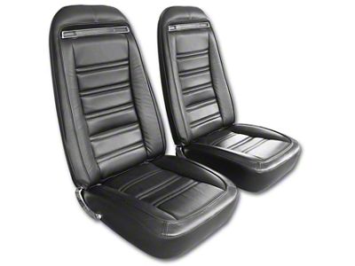 Driver Series Leather/Vinyl Seat Upholstery Kit; Black (1975 Corvette C3)