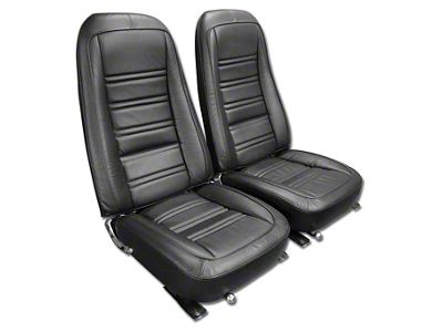 Driver Series Leather/Vinyl Seat Upholstery Kit; Black (76-78 Corvette C3)