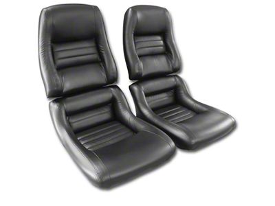 Driver Series Mounted Leather Seat Upholstery Kit; Black (79-82 Corvette C3)