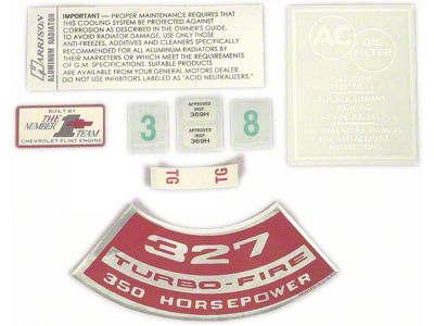 1967 Corvette Engine Decal Set 300 hp - 7pc
