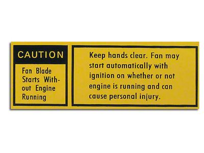 Fan Caution Decal (79-80 Corvette C3)