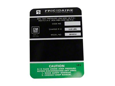 Frigidaire Air Conditioner Compressor Decal (69-71 Corvette C3)