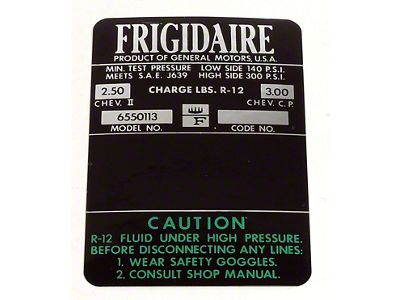 Frigidaire Air Conditioner Compressor Decal (1966 Corvette C2)