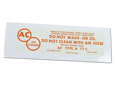 Fuel Injection Instruction Air Cleaner Decal (58-61 Corvette C1)