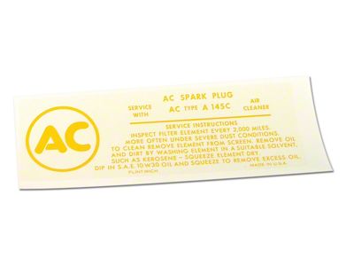 Fuel Injection Instruction Air Cleaner Decal (1962 Corvette C1)