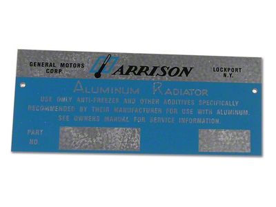 Harrison Radiator Metal Plate (60-62 Corvette C1)