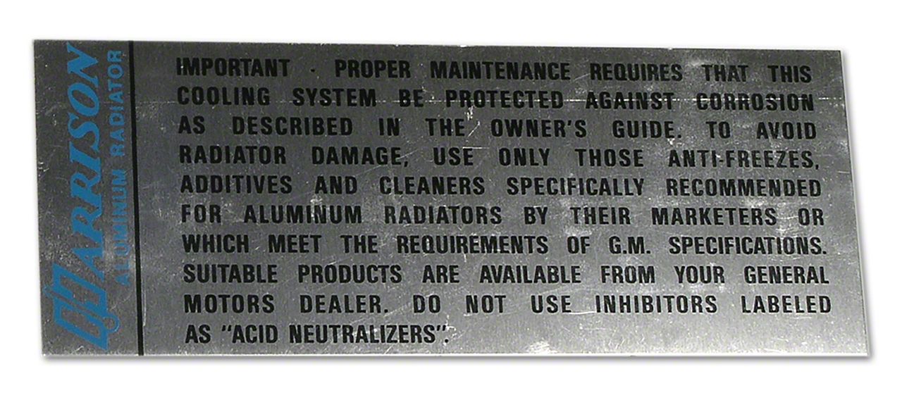 Auto Accessories of America Ecklers Harrison Radiator Metal Plate 35391 ...