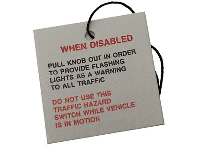 Auto Accessories of America Hazard Warning Switch Tag (65-66 Corvette C2)