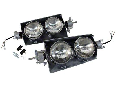 Headlight Assemblies without Bezels (63-67 Corvette C2)