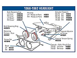 CA Headlight Capsule; Inner Passenger Side (79-82 Corvette C3)