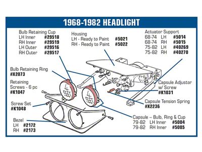 Headlight Capsule; Inner Passenger Side (79-82 Corvette C3)