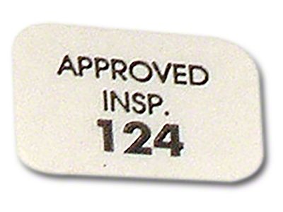 1956-1962 Corvette Heater Core Housing Inspection. Approval Decal