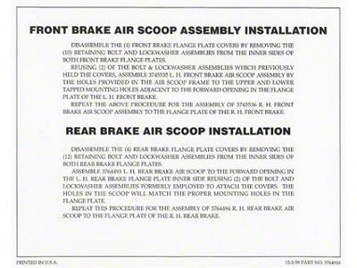 Heavy Duty Brakes Instruction Decal (58-62 Corvette C1)
