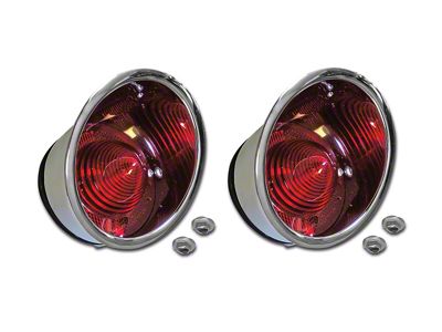Inner Tail Lights; Chrome Housing; Red Lens (61-62 Corvette C1)