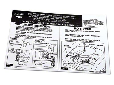 Jacking Instruction Decal (61-62 Corvette C1)