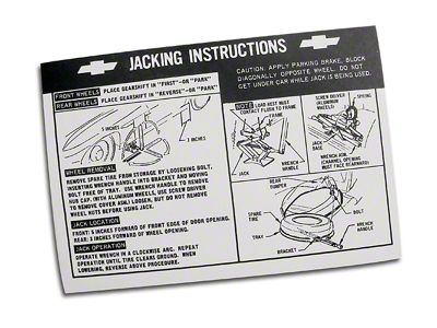 Jacking Instruction Decal (1967 Corvette C2)