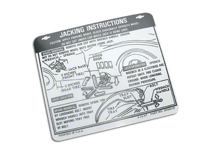 Jacking Instruction Decal (68-73 Corvette C3)