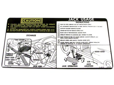 Jacking Instruction Decal (75-78 Corvette C3)