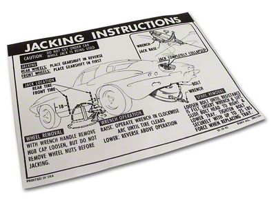 Jacking Instruction Decal (63-66 Corvette C2 w/ 36-Gallon Fuel Tank)