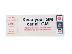 Auto Accessories of America Keep Your GM Car All GM Air Cleaner Decal (1978 Corvette C3)