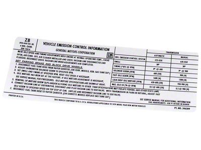 L48 Base Engine Emission Decal (1974 Corvette C3)