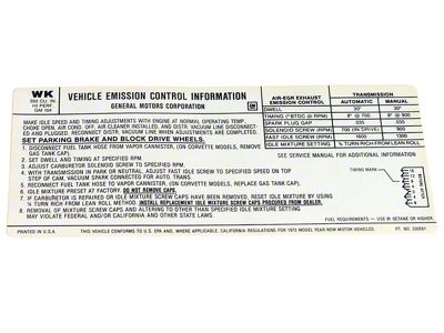 L82 Emission Decal (1973 Corvette C3)