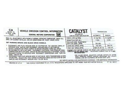 L82 Emission Decal (1977 Corvette C3)