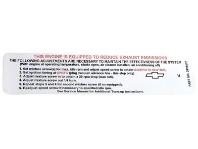 L88 400 Horsepower Emission Label (1968 Corvette C3)