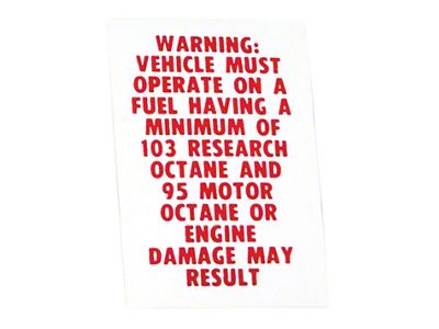 L88 Octane Warning Decal (67-69 Corvette C2 & C3)