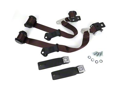 Auto Accessories of America 1976-1977 Corvette Lap and Shoulder Coupe Seat Belts - Dual Retractor - Dark Brown
