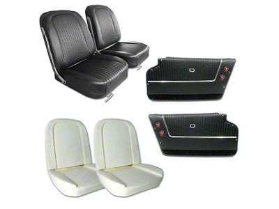 Leather Seat Upholstery, Seat Foam and Deluxe Door Panel Interior Package; Black (1963 Corvette C2 Convertible)