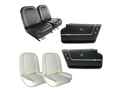 Leather Seat Upholstery, Seat Foam and Deluxe Door Panel Interior Package; Black (1964 Corvette C2 Coupe)