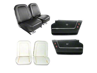 Leather Seat Upholstery, Seat Foam and Deluxe Door Panel Interior Package; Black (1964 Corvette C2 Convertible)