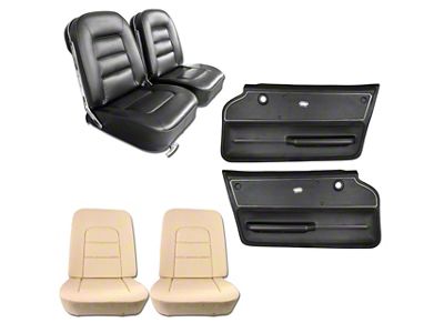 Leather Seat Upholstery, Seat Foam and Deluxe Door Panel Interior Package; Black (1965 Corvette C2 Coupe)