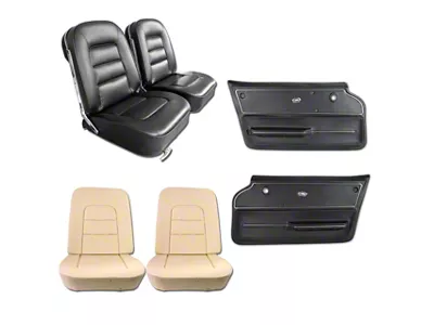 Leather Seat Upholstery, Seat Foam and Deluxe Door Panel Interior Package; Black (1965 Corvette C2 Convertible)