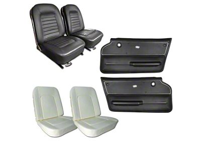 Leather Seat Upholstery, Seat Foam and Deluxe Door Panel Interior Package; Black (1966 Corvette C2 Coupe)