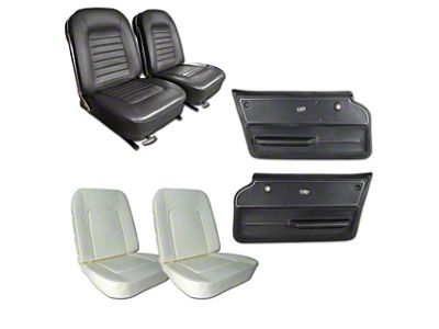 Leather Seat Upholstery, Seat Foam and Deluxe Door Panel Interior Package; Black (1966 Corvette C2 Convertible)