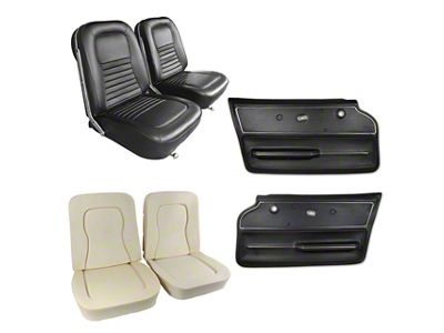 Leather Seat Upholstery, Seat Foam and Deluxe Door Panel Interior Package; Black (1967 Corvette C2 Coupe)