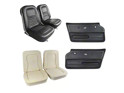 Leather Seat Upholstery, Seat Foam and Deluxe Door Panel Interior Package; Black (1967 Corvette C2 Convertible)