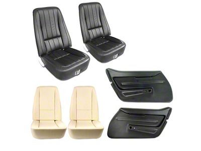 Leather Seat Upholstery, Seat Foam and Deluxe Door Panel Interior Package; Black (1969 Corvette C3)